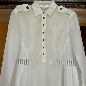 White Tiered Maxi Dress with Cuffed Long Sleeves 
Size 42/6
Cotton 100%